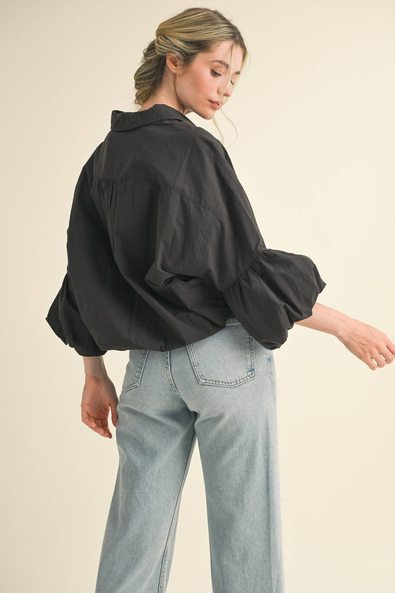 BUTTON DOWN BUBBLE SLEEVE TOP: FREE SPIRIT DREAMER Series: Boho &amp; Free-People loving styles.