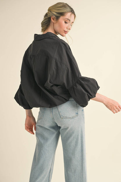 BUTTON DOWN BUBBLE SLEEVE TOP: FREE SPIRIT DREAMER Series: Boho &amp; Free-People loving styles.