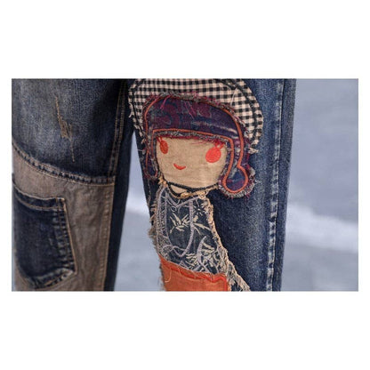 Retro Embroidery Patchwork Jeans: FREE SPIRIT DREAMER Series: Boho & Free-People loving styles.