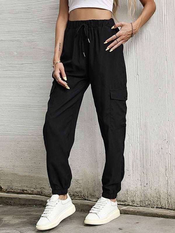 Casual Wanderer COMFY Series: Black light-weight, raised waist trousers