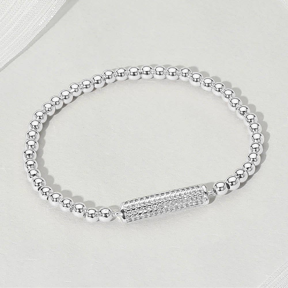 Brass & Rhinestone Paved Bar Beaded Stretch Bracelet: Montana Boho Western Spirit Jewelry: This gorgeous jewelry line speaks to your boho western spirit and is a limited-edition piece.