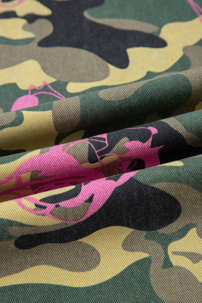 Faded Camo Print Leopard Patchwork Jeans: FREE SPIRIT DREAMER Series: Boho &amp; Free-People loving styles.&nbsp;