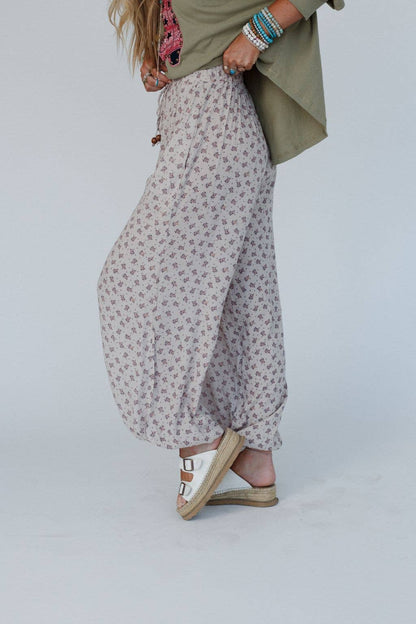 Free Spirit Dreamer: Wide Leg Cinched Pants - Taupe