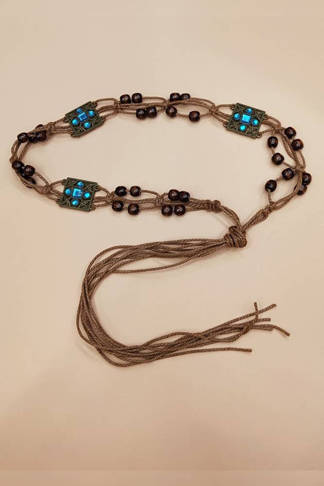 Boho Butterfly Pendant Cord Waist Belt