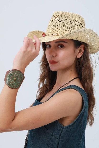 Embossed Leather Cuff – Textured Western Bracelet—Rocky Mountain Spirit Jewelry: