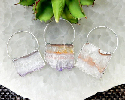 Amethyst Slice Large Pendant with Bail Electroplated
