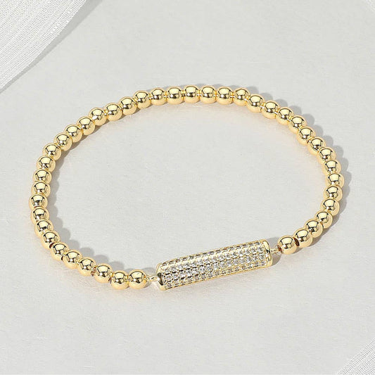Brass & Rhinestone Paved Bar Beaded Stretch Bracelet: Montana Boho Western Spirit Jewelry: This gorgeous jewelry line speaks to your boho western spirit and is a limited-edition piece.