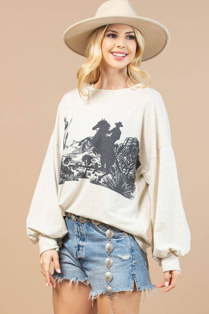 Montana Boho/Western Spirit Fashion: WYOMING WESTERN GRAPHIC SWEATSHIRT