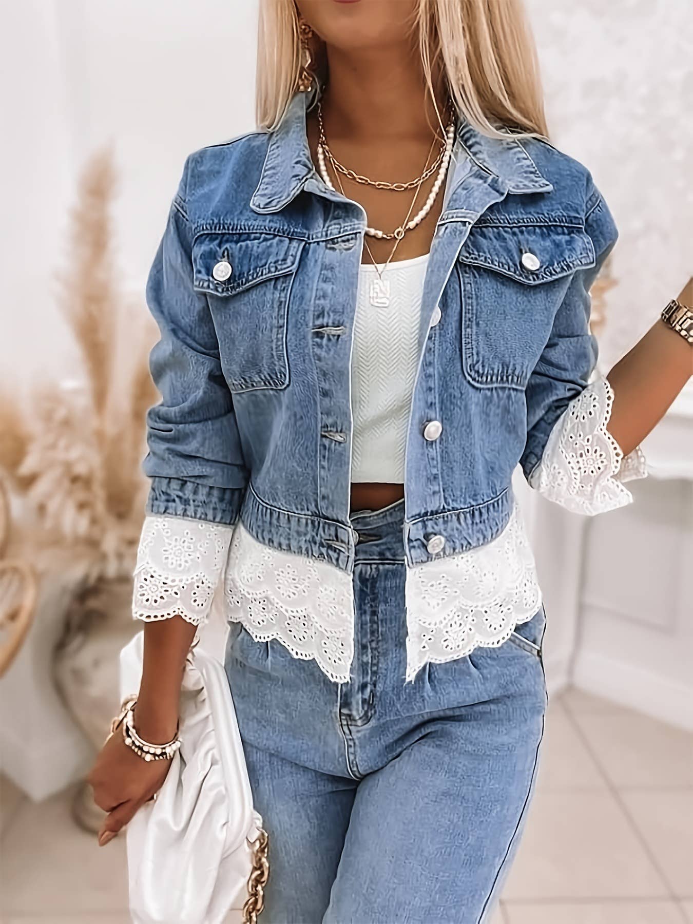 Boho lace trim denim jacket— Montana Boho Western Spirit Fashion: