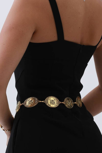 Montana Western BOHO: Eagle Chain Belt – Antique Gold Oval Buckle