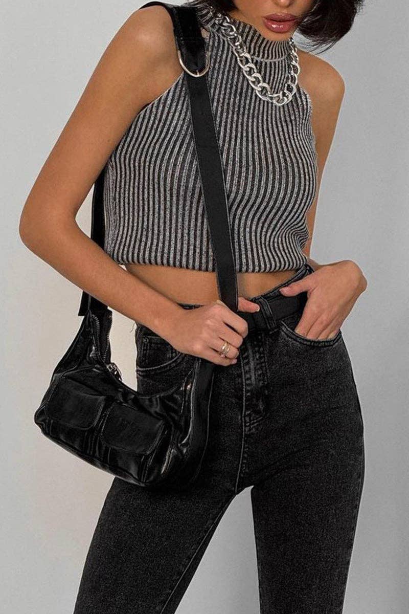 High Neck Ribbed Tank Top