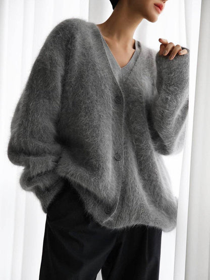 FREE SPIRIT DREAMER Series: Faux Mink Knit Oversized Cardigan Soft Cozy Sweater