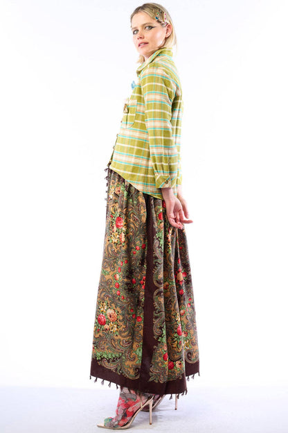 Boho Fashion:  Be the showstopper: Beatrice Maxi Shirt-Olive; Floral Shirt Duster