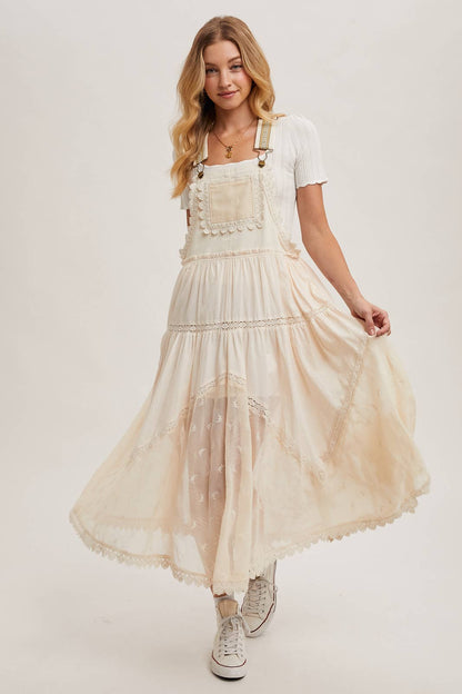 FREE SPIRIT DREAMER Series: LACE EMBROIDERED TULLE BIB MAXI DRESS