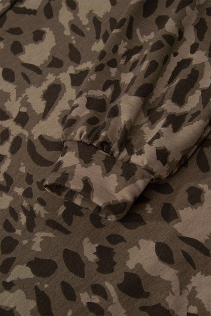 Casual Wanderer COMFY Series: Leopard Raw Seam Patched Pullover Drawstring Loose Pant Set