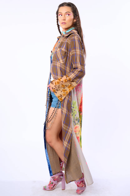 BoHo Fashion: Anna Button Up Shirt Dress | Plaid Maxi | Peacock Print