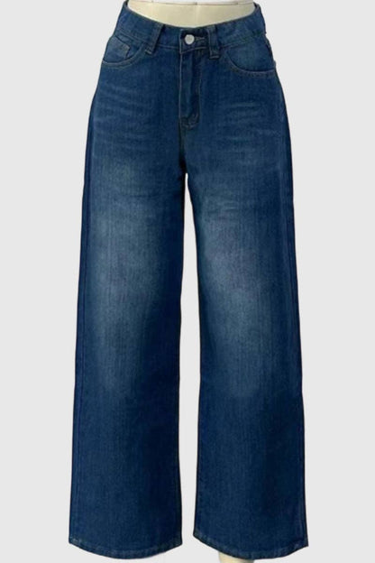 High-Waist Straight Denim Jeans