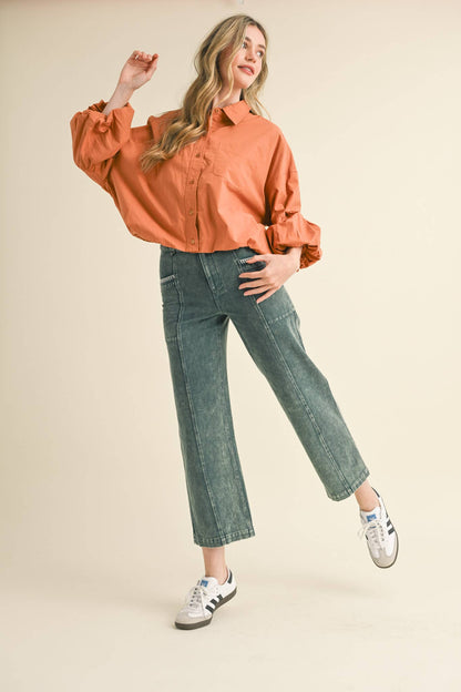 BUTTON DOWN BUBBLE SLEEVE TOP: FREE SPIRIT DREAMER Series: Boho &amp; Free-People loving styles.