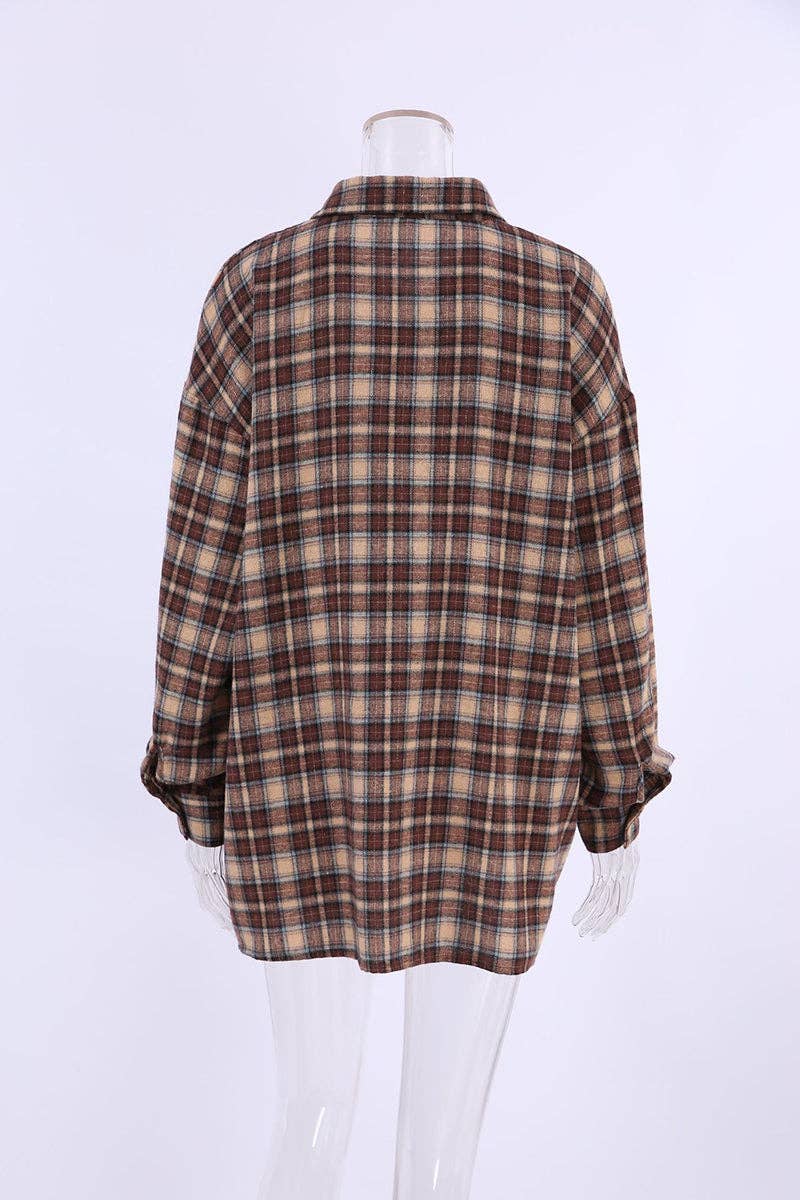 Chic Plaid Shirt for Effortless Style (Brown Plaid Flannel)
