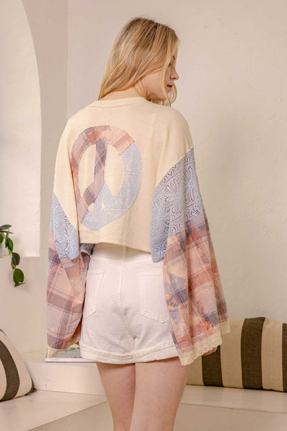 Montana BOHO Vibe: Peace Sign Patchwork Top