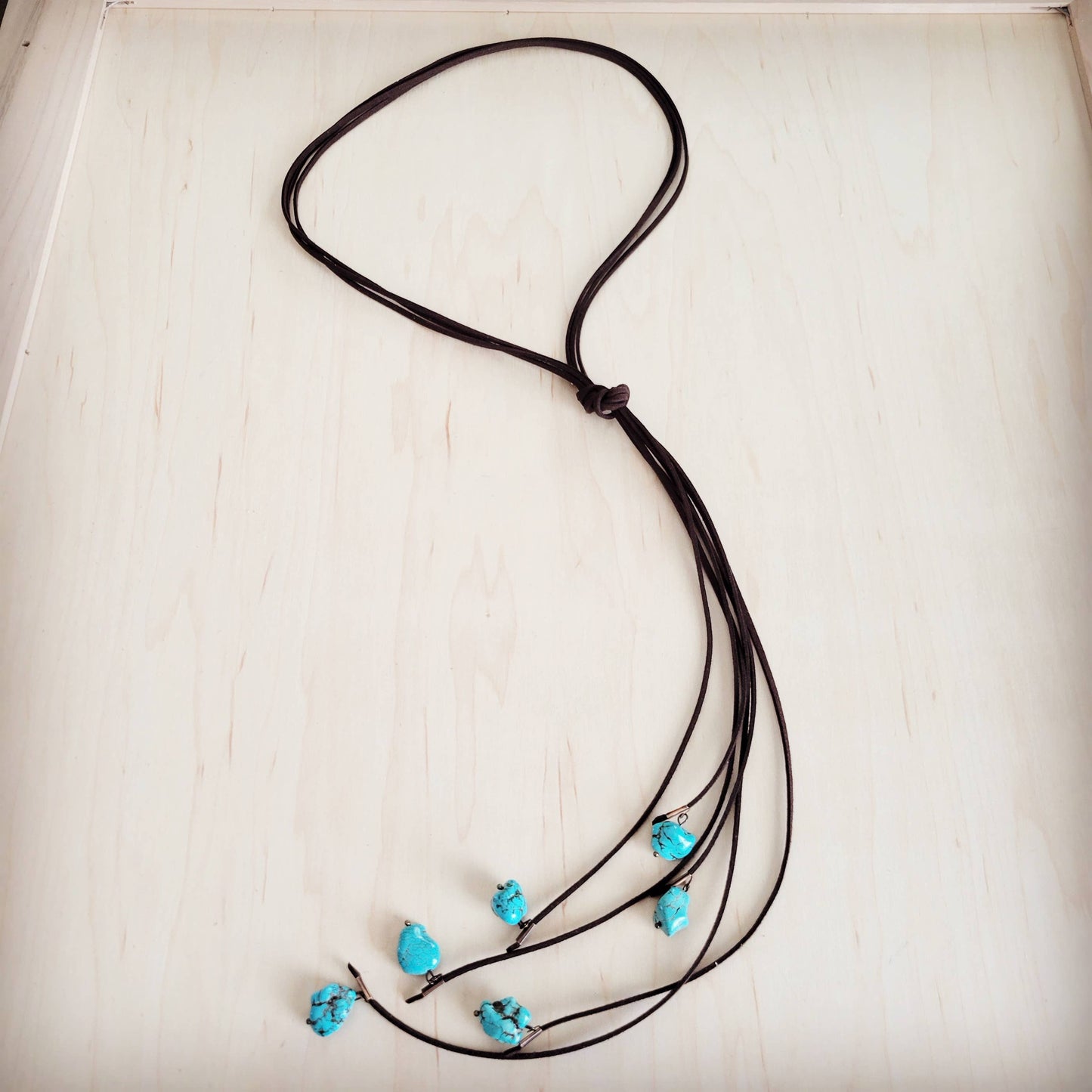 Leather Lasso Necklace with Turquoise Accents --Montana Boho Western Spirit Jewelry
