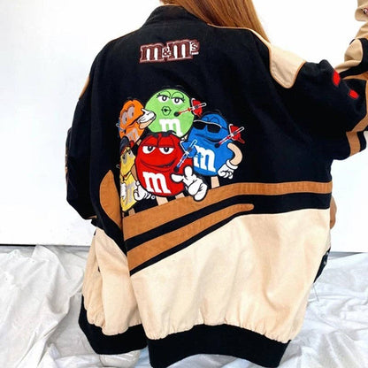 Casual Loose Fit Color Block Print Jacket (M&M) Theme