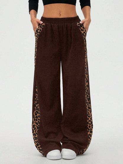 Montana BOHO: Corduroy, Side Leopard Stripe Wide Leg Pants