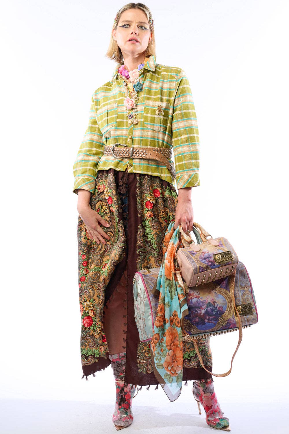 Boho Fashion:  Be the showstopper: Beatrice Maxi Shirt-Olive; Floral Shirt Duster