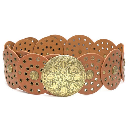 Montana Boho Western Spirit Accessories: DOUBLE LINER Y2K BOHO DISC BELT IW-94801AGO