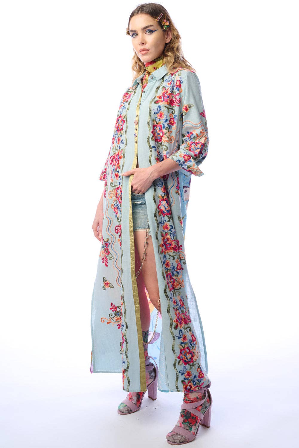 Annabella Beauty Maxi Duster gBlue | Duster Dress | Boho Dress