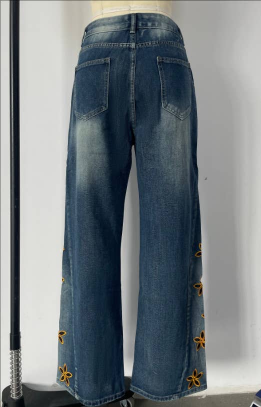 Floral cutout Embroidered Distressed jeans: FREE SPIRIT DREAMER Series: Boho & Free-People loving styles.