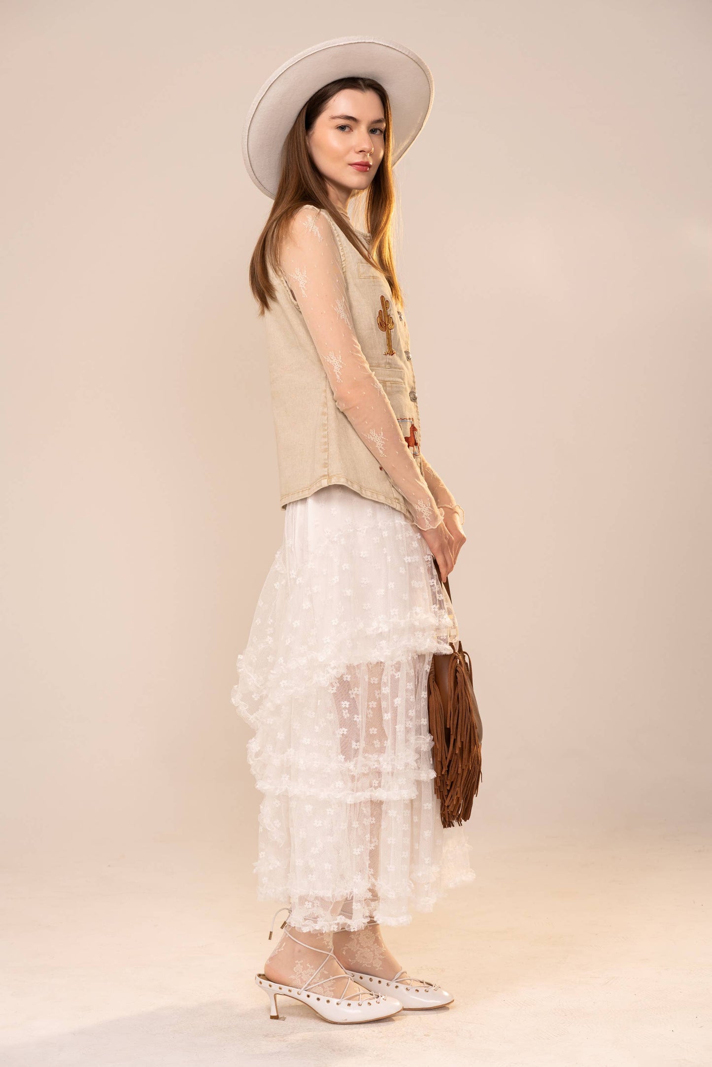 Simply Irresistible, Be the showstopper: Motif Embroidery Fitted Denim Vest