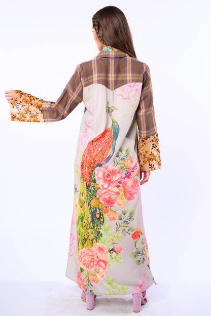 BoHo Fashion: Anna Button Up Shirt Dress | Plaid Maxi | Peacock Print