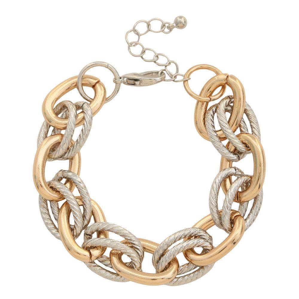 Montana Boho Western Spirit Jewelry: Two Tone Oval Metal Bracelet