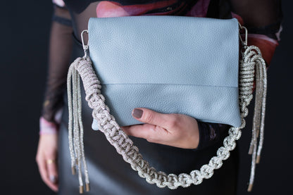 VOGUE—Runway Series:Trio Italian Leather Crossbody, Crystal Handle, Shoulder & Clutch Bag