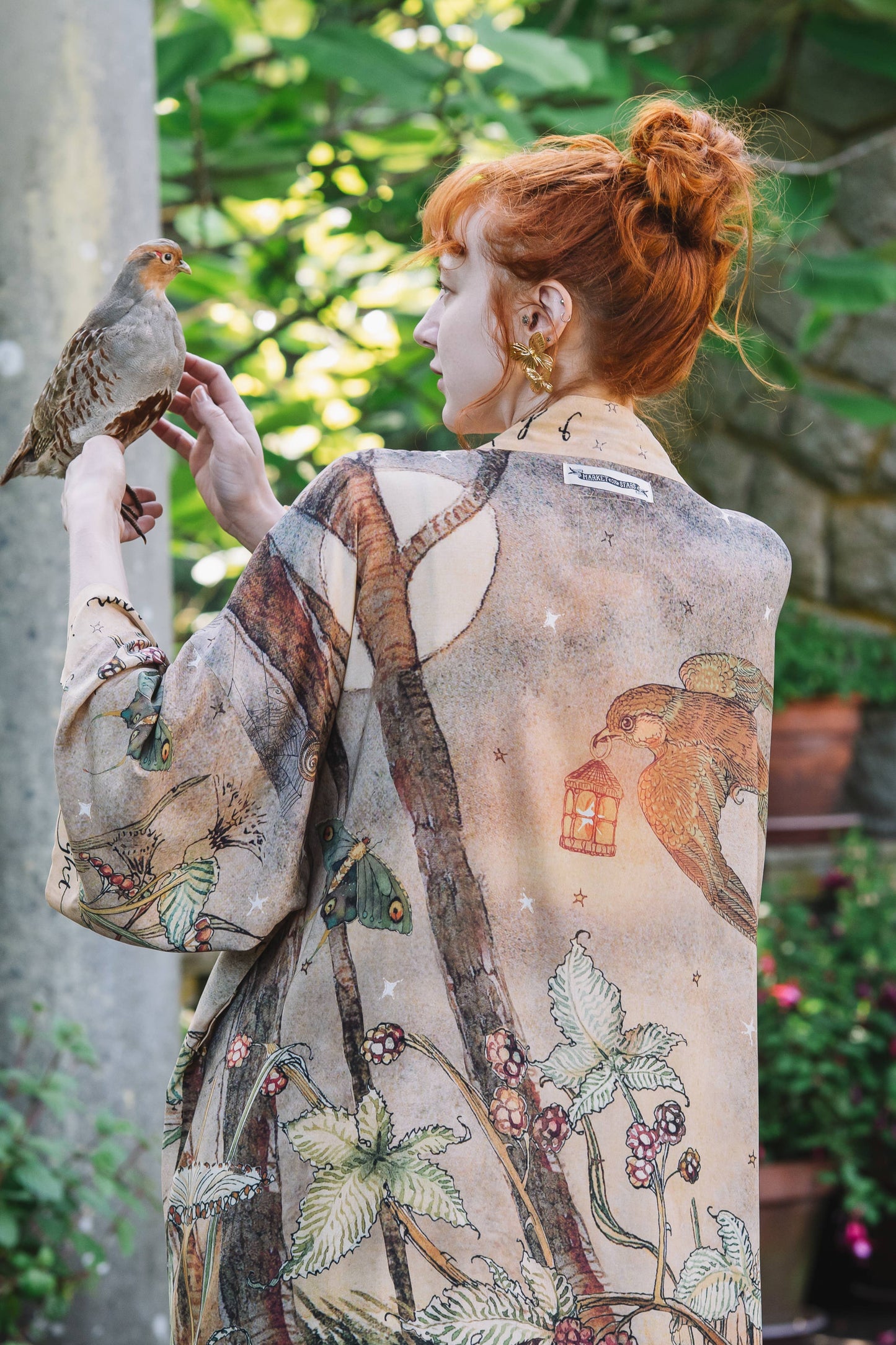 Duster: Lovelight Opera Duster Kimono Robe w/woodland deer & swallow