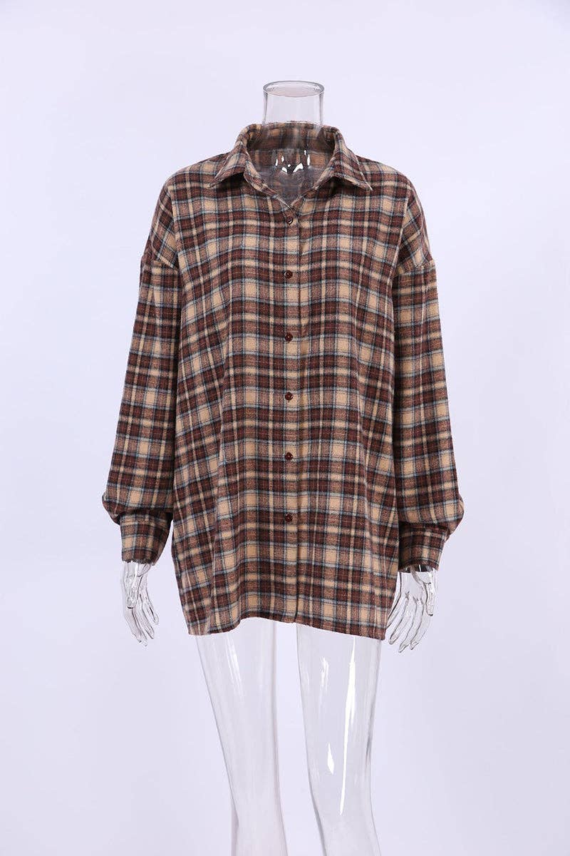 Chic Plaid Shirt for Effortless Style (Brown Plaid Flannel)
