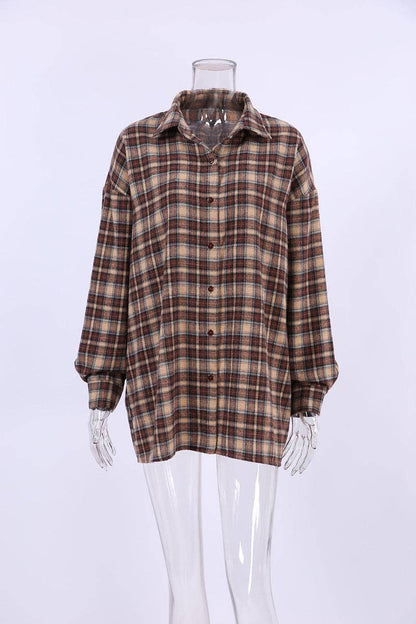 Chic Plaid Shirt for Effortless Style (Brown Plaid Flannel)