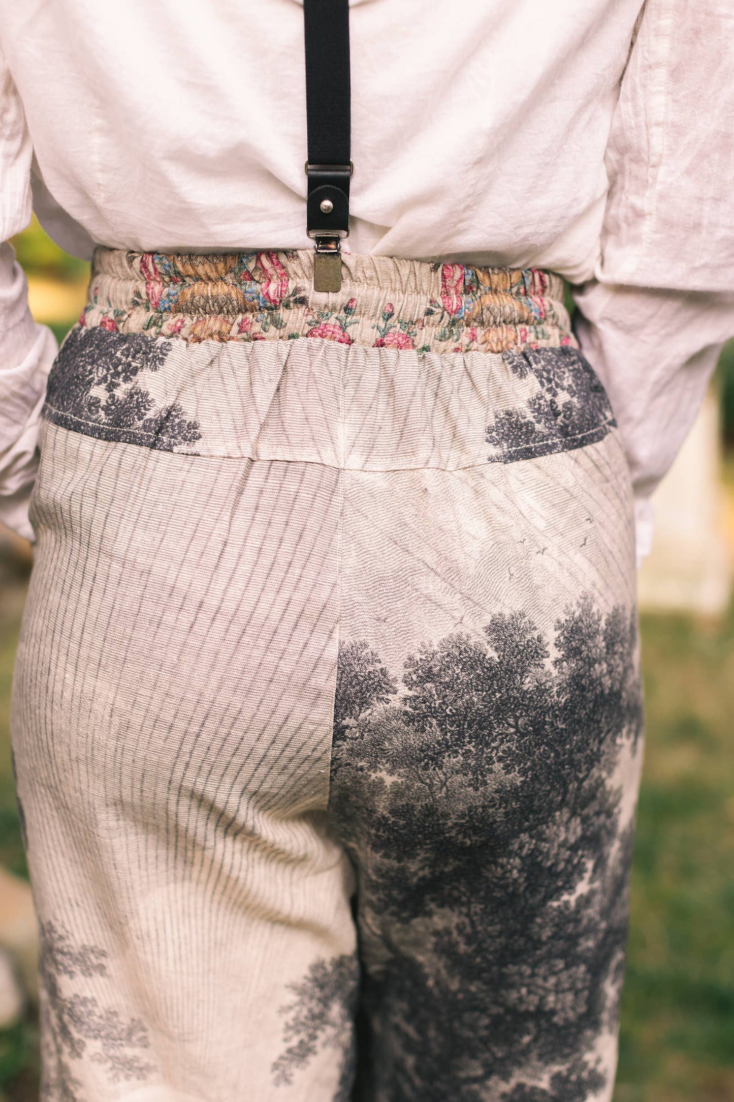 "Still I Rise"  Linen Cropped Artist Pant w/ Sunrise, Woman— FREE SPIRIT DREAMER Series: Boho & Free-People loving styles.
