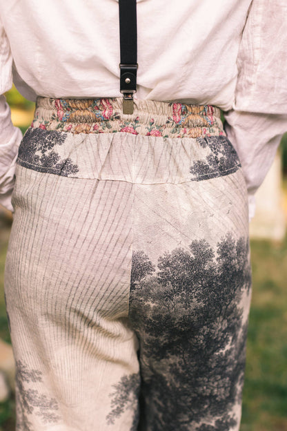 "Still I Rise"  Linen Cropped Artist Pant w/ Sunrise, Woman— FREE SPIRIT DREAMER Series: Boho & Free-People loving styles.