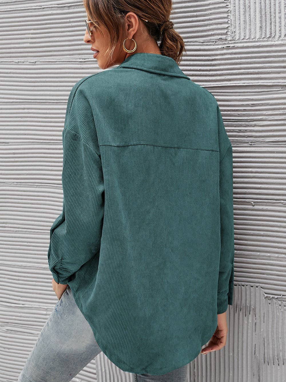Montana Boho Western Spirit Fashion: Oversized Corduroy Button-Up Shirt