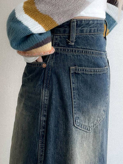 A-Line High Waisted Fringed Gradient Split-Joint Skirts: Montana Boho Western Spirit Fashion: