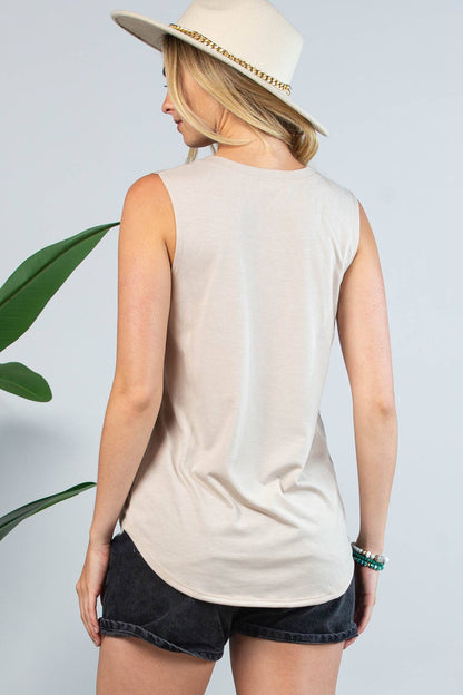 Montana Boho/Western Spirit Fashion: ALEX BOOT STITCH GRAPHIC SLEEVELESS TOP