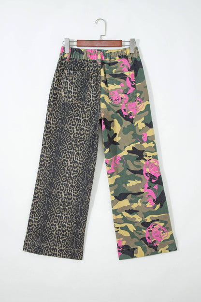 Faded Camo Print Leopard Patchwork Jeans: FREE SPIRIT DREAMER Series: Boho &amp; Free-People loving styles.&nbsp;