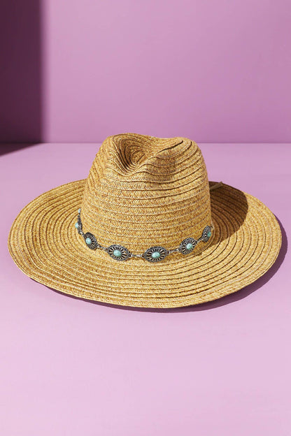 Shapeable Straw Cowboy Hat With Concho Band: Montana Boho Western Spirit Accessories