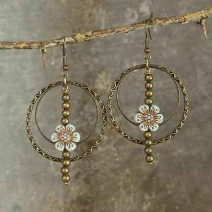 Picasso Wildflower Powder Blue Glass Bead Earrings: FREE SPIRIT DREAMER Series: Boho & Free-People loving styles.