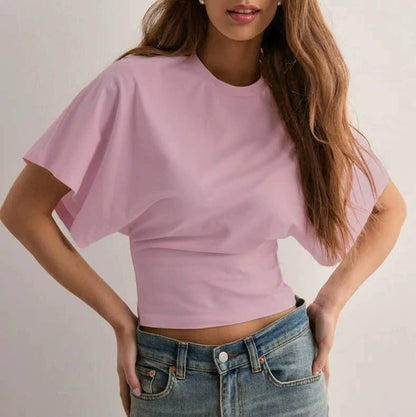 Women’s Batwing Sleeve Fitted T-Shirt Casual Summer Top