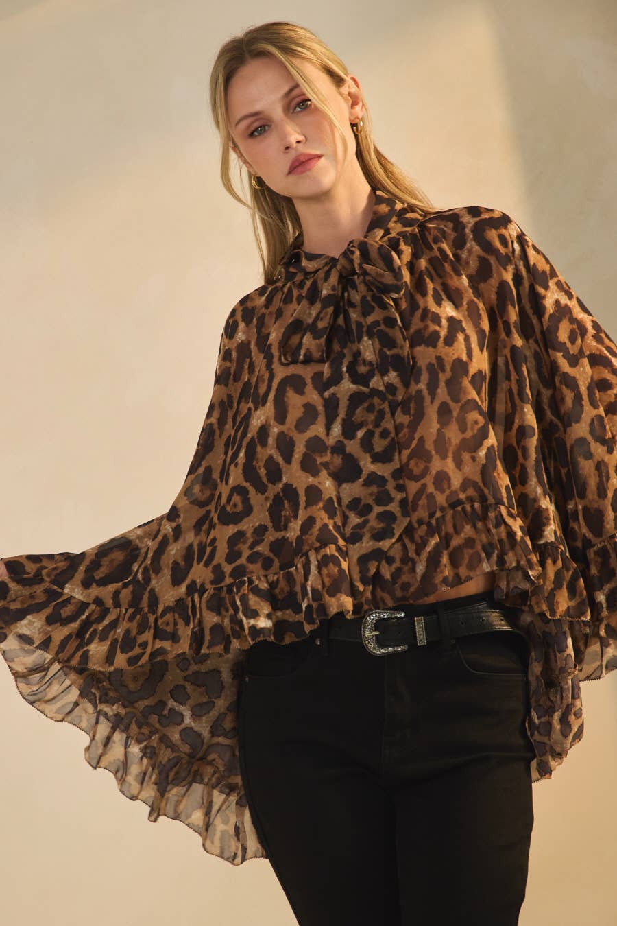 FREE SPIRIT DREAMER Series: Leopard Printed Chiffon Blouse