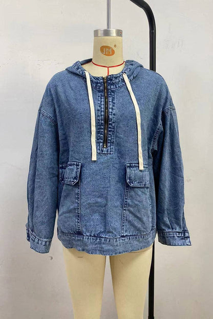 Montana Boho Western Spirit Fashion: Oversized Pullover Denim Hoodie