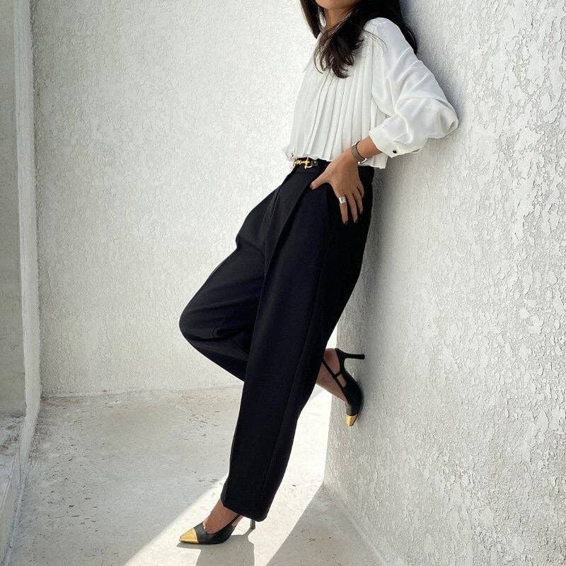 Loose Fit Short Pleated Long Sleeve Shirt—"Be A SHOW-Stopper"